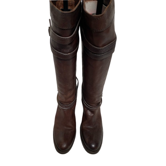Frye Knee High Heeled Boot in Brown Leather - Picture 3 of 13